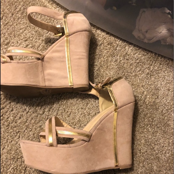 Charlotte Russe Shoes - Nude Wedges, Size 10 from Charlotte Russe